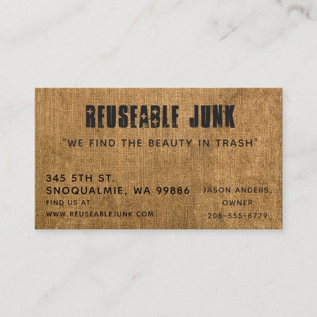 Rustic Burlap business card (Front)
