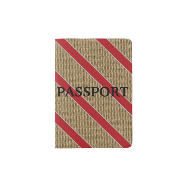 Rustic Burlap Candy Cane Passport Holder (Front)