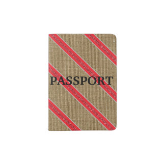 Rustic Burlap Candy Cane Passport Holder