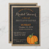 Rustic Burlap Chalkboard Orange Pumpkin Shower Invitation (Front/Back)