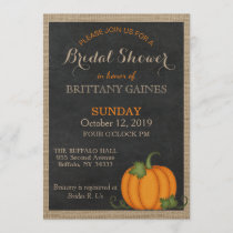 Rustic Burlap Chalkboard Orange Pumpkin Shower Invitation