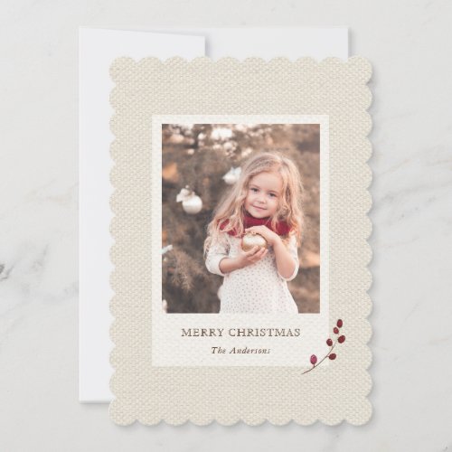 Rustic Burlap Christmas Holiday Photo Card