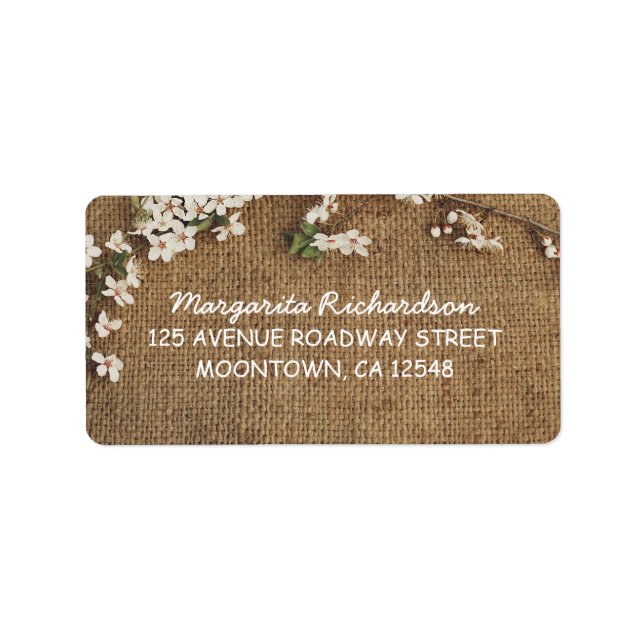 rustic burlap country wedding address labels (Front)
