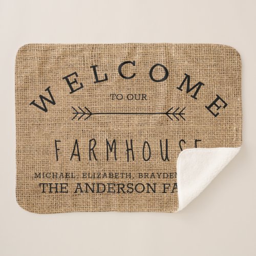 Rustic Burlap Country Welcome to our Farmhouse Doo Sherpa Blanket