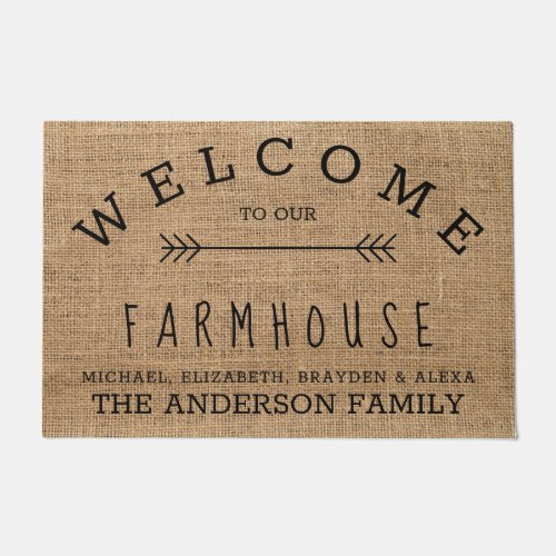 Rustic Burlap Country Welcome to our Farmhouse Doormat