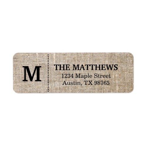 Rustic Burlap Custom Monogram Label