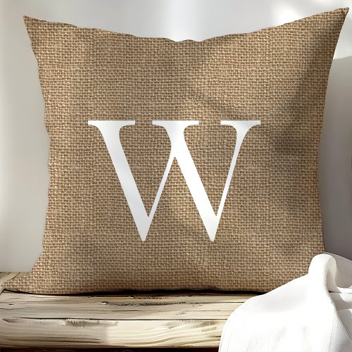 Rustic Burlap Custom Monogrammed Throw Pillows