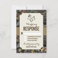 Rustic Burlap + Deer Hunting Camo RSVP Cards