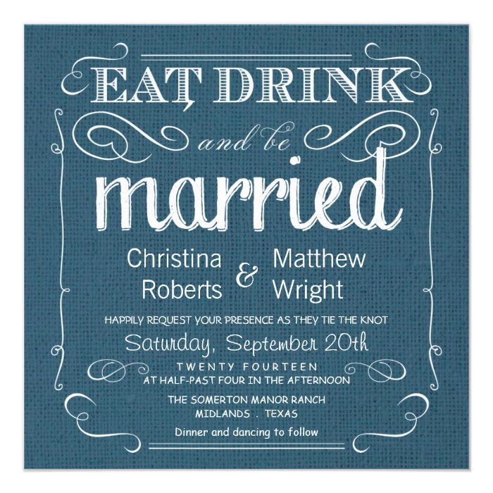 Rustic Burlap Denim Blue Wedding Invitations