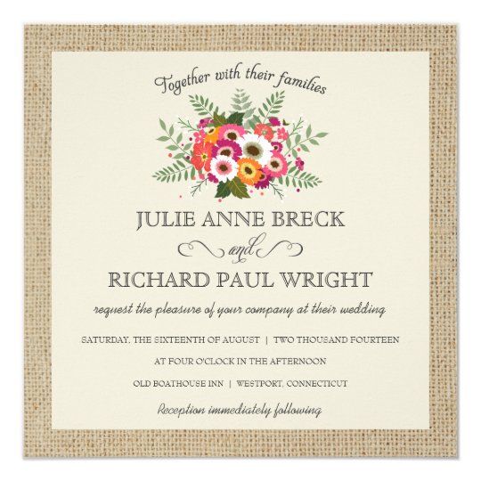 Rustic Burlap Elegant Wedding Invitations