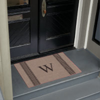 Rustic Burlap Farmhouse Ticking Stripe Monogram