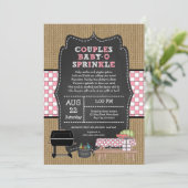Rustic Burlap Girl Couples Baby Q Sprinkle Shower  Invitation (Standing Front)