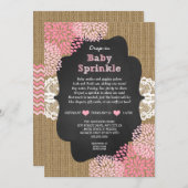 Rustic burlap girl drop-in baby sprinkle invitation (Front/Back)