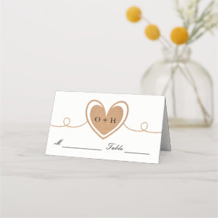 Rustic Burlap Heart Wedding Place Cards