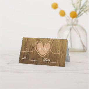 Rustic Burlap Heart Wedding Place Cards