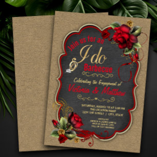 Rustic Burlap I Do BBQ Couples BBQ Shower Invitation