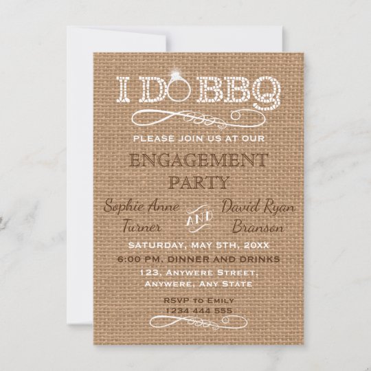 Rustic Burlap I Do Bbq Engagement Party Invitation