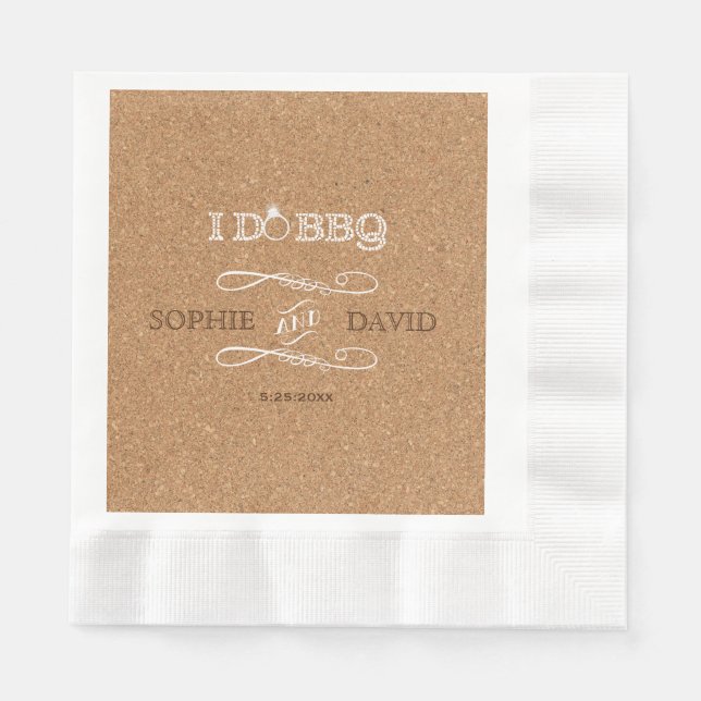 Rustic Burlap I DO BBQ Engagement Party Paper Napkins (Front)