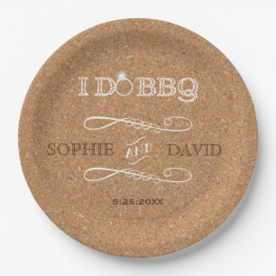Rustic Burlap I DO BBQ Engagement Party Paper Plates