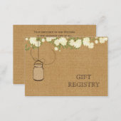 rustic burlap ivory roses mason jars gift registry enclosure card (Front/Back)