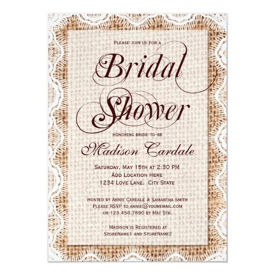 Rustic Burlap Bridal Shower Invitations 4