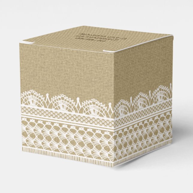 Rustic Burlap Lace Country Wedding Favor Boxes (Front Side)