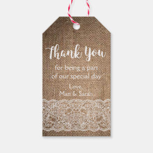 rustic burlap lace favor tag wedding thank you gift tags