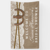 Rustic Burlap & Lace Horseshoe Bridal Shower Banner (Vertical)