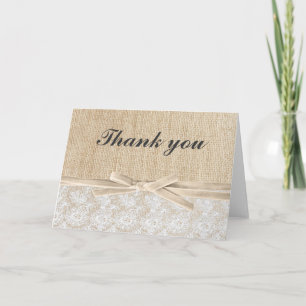 Rustic Burlap Lace Ivory Ribbon Thank You