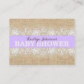 Rustic Burlap Lace Lavender Diaper Raffle Ticket Enclosure Card (Back)
