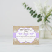 Rustic Burlap Lace Lavender Diaper Raffle Ticket Enclosure Card (Standing Front)