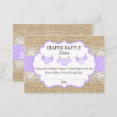 Rustic Burlap Lace Lavender Diaper Raffle Ticket Enclosure Card (Front/Back)
