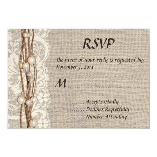 Rustic Burlap Lace Pearls Wedding Invitation Zazzle Rustic Burlap Lace Pearls Wedding Invitation