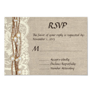 Burlap Pearl Wedding Cards Greeting Photo Zazzle Rustic Burlap Lace Pearls Wedding Invitation