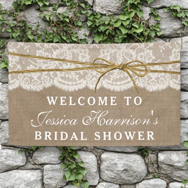 Rustic Burlap, Lace & Twine Bow Bridal Shower Banner (Creator Uploaded)