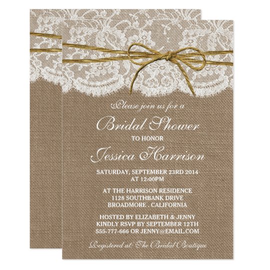 Rustic Burlap Bridal Shower Invitations 3