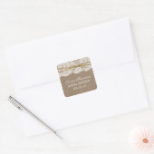 Rustic Burlap, Lace & Twine Bow Bridal Shower Square Sticker (Envelope)