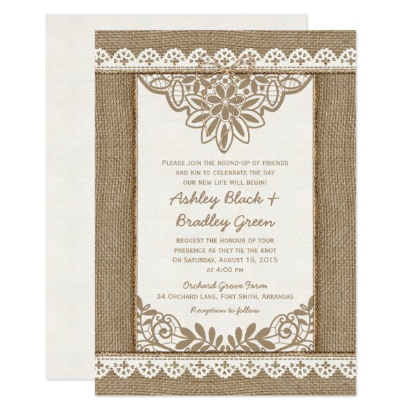 Burlap And Lace Wedding Invitations – Rustic Wedding Invitations