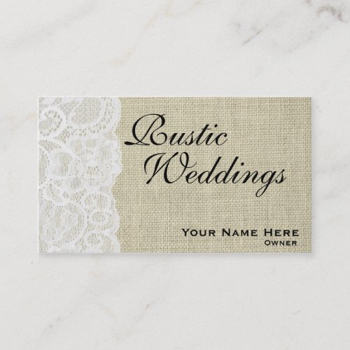 Rustic Burlap &amp; Lace Wedding Planner Business Card