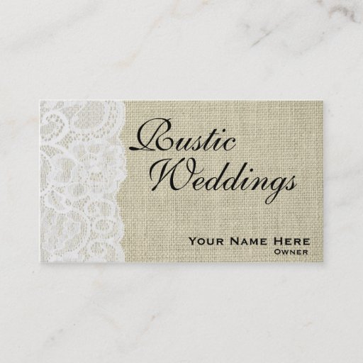 Customizable Rustic Burlap & Lace Wedding Planner Business Card