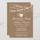 Rustic Burlap Lights Graduation Party Invitation W (Front/Back)