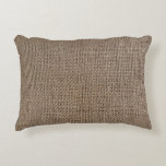 Rustic Burlap-Look Brown Printed Background Accent Pillow