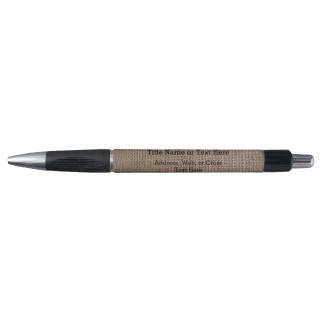 Rustic Burlap-Look Brown Printed Background Pen (Front)