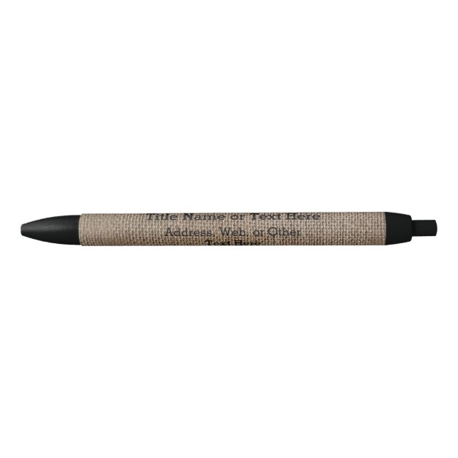 Rustic Burlap-Look Brown Printed Background Pen (Front)