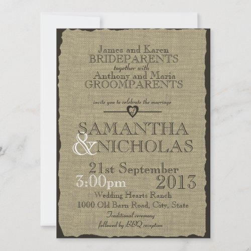 Rustic Burlap Look Wedding Announcements