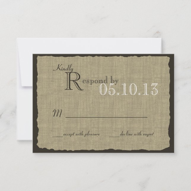 Rustic Burlap Look Wedding Response (Front)