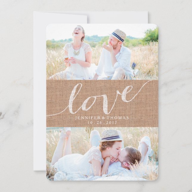 RUSTIC BURLAP LOVE | SAVE THE DATE (Front)