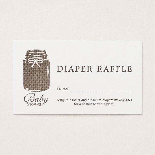 Rustic Burlap Mason Jar Baby Diaper Raffle Ticket