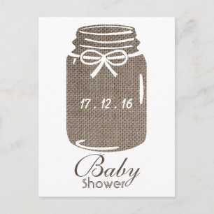 Rustic Burlap Mason Jar Baby Shower Invitation
