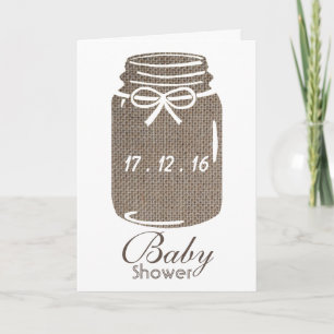 Rustic Burlap Mason Jar Baby Shower Invitation